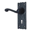 "Pedaiah" Black Iron Door Handle with Plate 